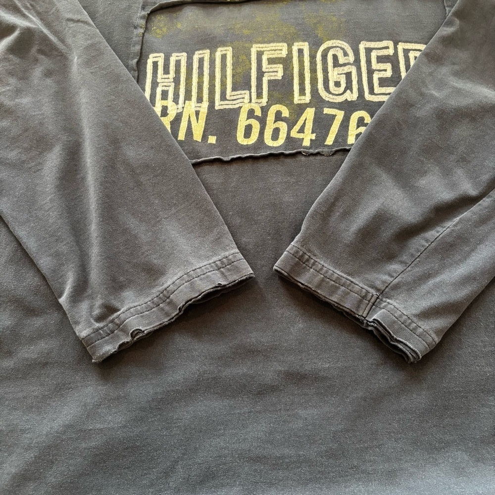Tommy Hilfiger Tommy Jeans Vintage Mens Long Sleeve Navy Blue 90's Distressed XL - Picture 7 of 9